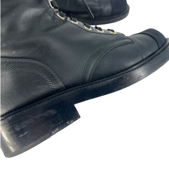 Chanel 2021 Interlocking CC Logo Leather Combat Boots - Picture 10 of 16